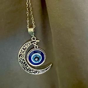Brand new half moon evil eye necklace